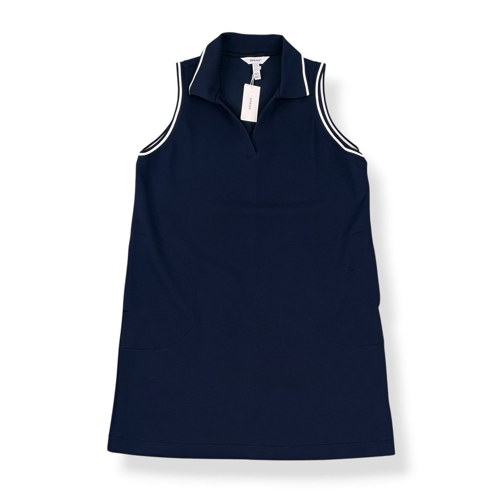 Spanx Dress Women Large Blue Airpique Sleeveless Polo Dress 21352R NWT